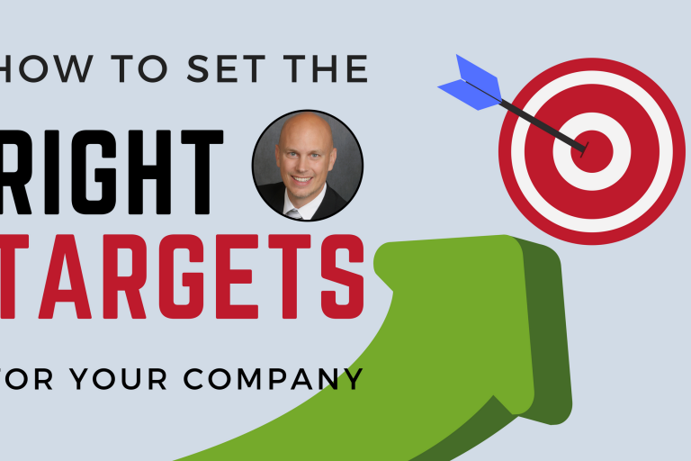 Picture of Tom with an arrow pointing toward a target indicating that he will help you set the RIGHT targets for your company