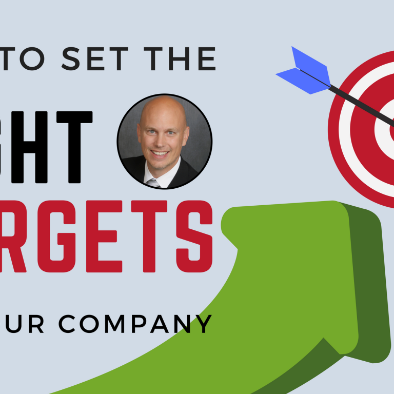 Picture of Tom with an arrow pointing toward a target indicating that he will help you set the RIGHT targets for your company