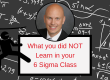 Random math equations in background, picture of Tom with words "What you did not learn in your 6 sigma class" and a ninja