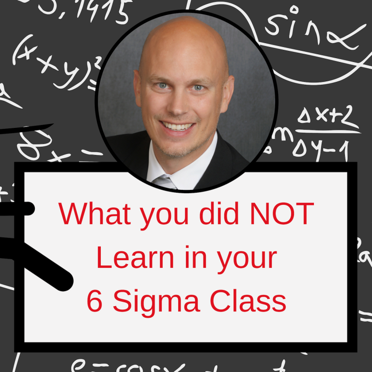 Random math equations in background, picture of Tom with words "What you did not learn in your 6 sigma class" and a ninja
